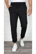 Erkek Jogger Eşofman Altı Cepli, Paça Lastikli , Spor Pantolon - Siyah