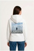 Kadın 3 İplik Pamuklu Kapüşonlu Hoodie Sweatshirt Survivor Penguen Baskılı - Beyaz