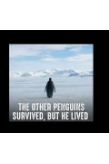 Kadın 3 İplik Pamuklu Kapüşonlu Hoodie Sweatshirt Survivor Penguen Baskılı - Beyaz