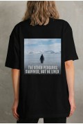 Kadın T-Shirt Penguen Baskılı Bisiklet Yaka Kısa kol yazlık Tişört - Siyah