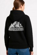 Kadın 3 İplik Pamuklu Kapüşonlu Hoodie Sweatshirt Nihilist Penguen Baskılı - Siyah