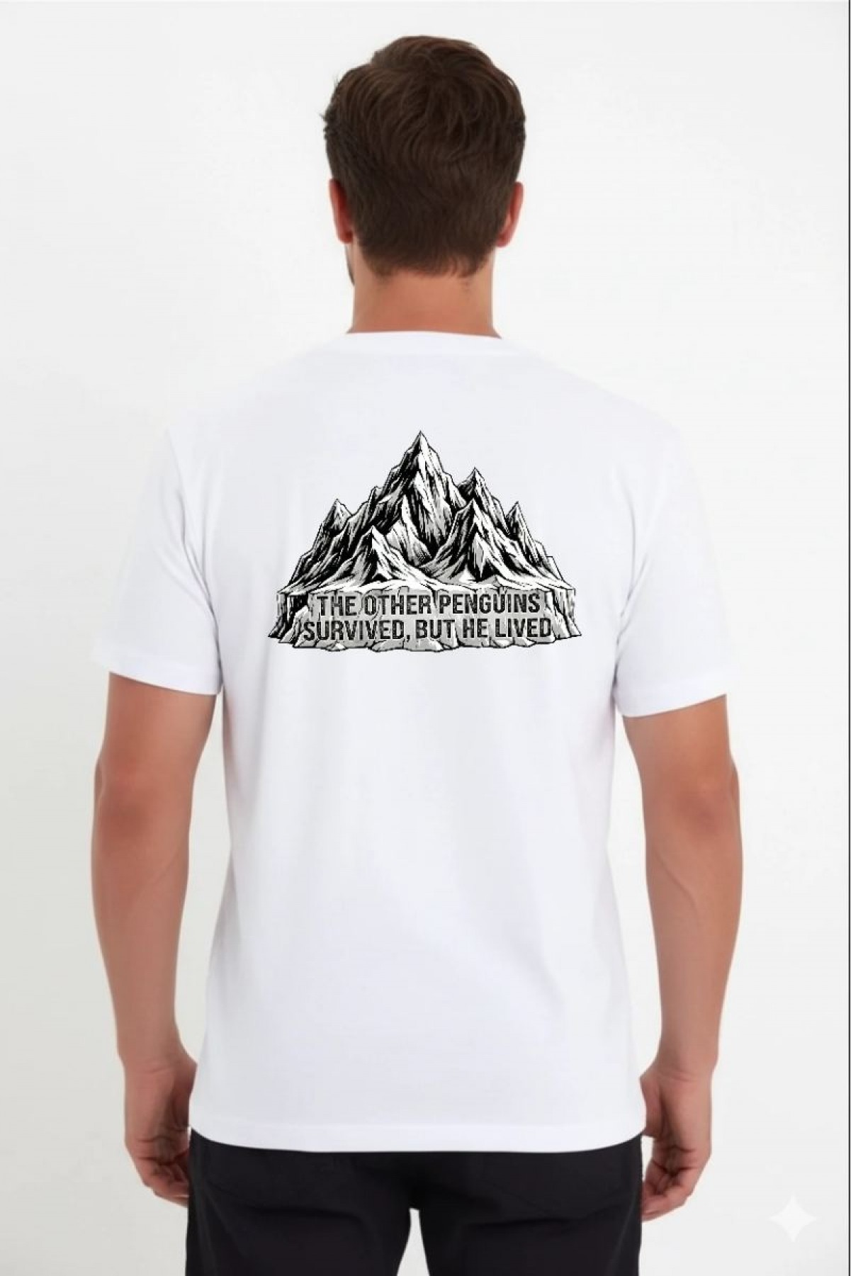 Erkek T-Shirt Nihilist Penguen Baskılı Bisiklet Yaka Kısa kol yazlık Tişört - Beyaz