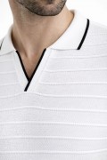 Erkek Kısa kol Fitilli Triko Polo Yaka Düğmesiz T-shirt 2'li Set Beyaz-Mint Yeşili