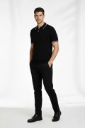 Erkek Triko Tişört Fermuarlı Polo Yakal Yazlık Kısa Kol T-Shirt 2’li Set Bej-Siyah