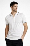Erkek Triko Tişört Fermuarlı Polo Yaka Kısa Kol T-Shirt 3’lü Set Kahve-Siyah-Beyaz