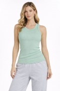 Kadın Fitilli Atlet Sıfır Yaka Slim Fit Arka Baskılı Spor Atlet - Mint Yeşili