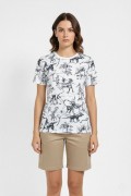 Kadın Dinozor Dijıtal ön ve arka Baskılı Tişört Bisiklet Yaka T-Shirt - Beyaz