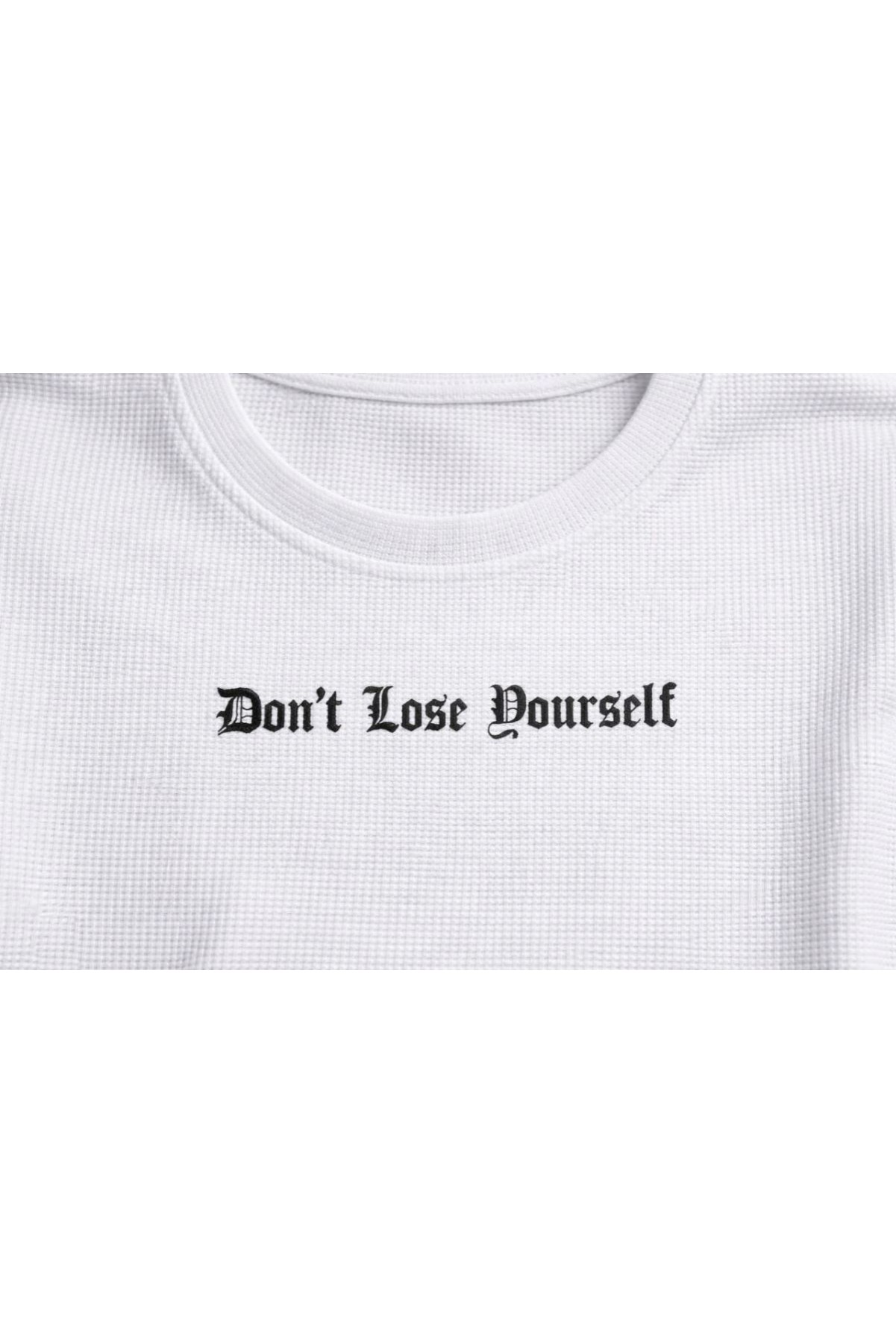Erkek Wafıl Kumaş Tişört Regular Kalıp Bisiklet Yaka Baskılı T-Shirt - Beyaz