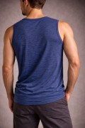 Erkek Flamlı Kumaş Kolsuz Atlet Günlük Fitness Spor T-Shirt - İndigo