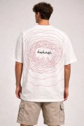 Erkek Kısa Kol Yazlık Tişört Bisiklet Yaka Baskılı Oversize T-Shirt - Beyaz