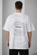 Erkek Kısa Kol Yazlık Tişört Bisiklet Yaka Baskılı Oversize T-Shirt - Beyaz