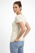Kadın V Yaka Tişört Kısa Kol Slim Fit T-shirt 2'li Set Saks Mavisi-Ekru