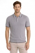 Erkek Polo Yakal Düğmeli Triko Tişört Yazlık Dokuma Regular Fit T-Shirt - Gri
