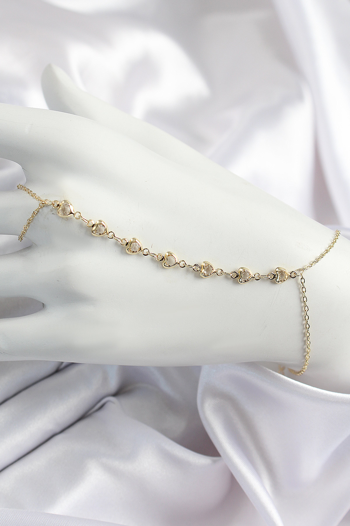 Pirinç Kalpli Zirkon Taşlı Y Model Gold Renk Kadın Şahmeran - TJ-SN683