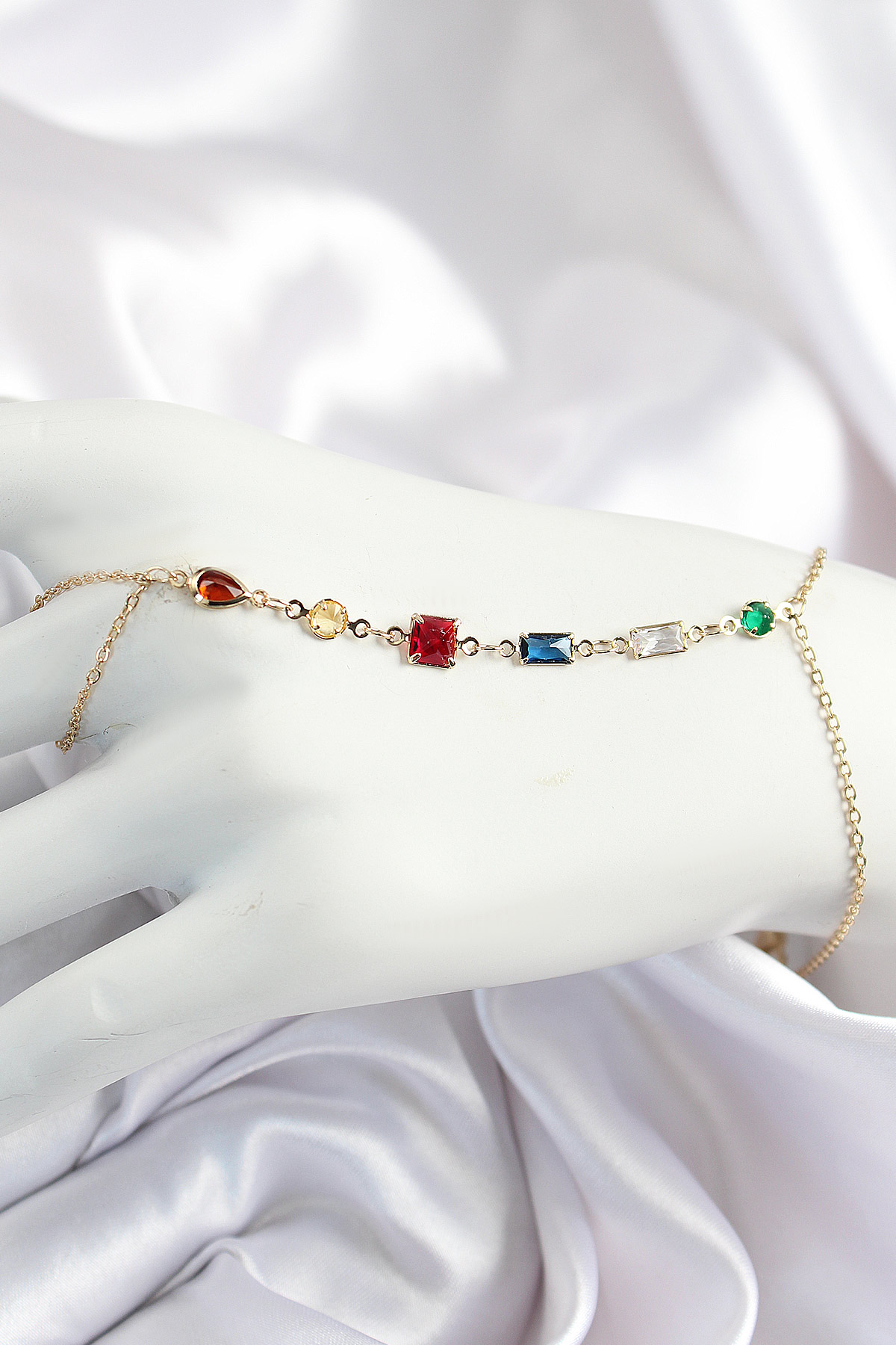Pirinç Renkli Zirkon Taşlı Y Model Gold Renk Kadın Şahmeran - TJ-SN684