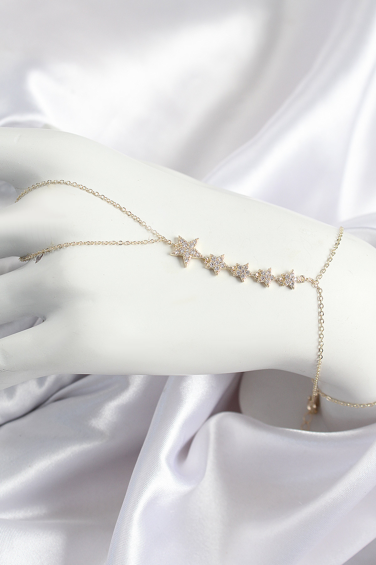 Pirinç Zirkon Taşlı Yıldız Model Gold Renk Kadın Şahmeran - TJ-SN687