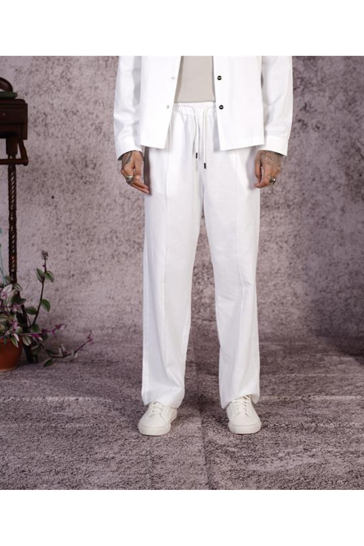 Baggy Kalıp Önü Çıma Detaylı Erkek Gabardin Pantolon S