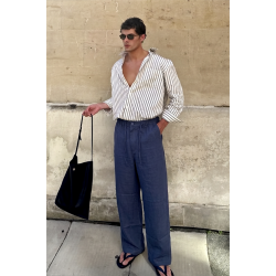 Baggy Kalıp Pamuklu Keten Klasik Pantolon S