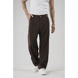Baggy Kalıp Pileli Kumaş Pantolon S