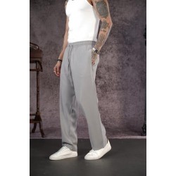 Beli Lastikli Cepli Baggy Kalıp Erkek Gri Pantolon S