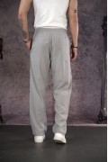 Beli Lastikli Cepli Baggy Kalıp Erkek Gri Pantolon S