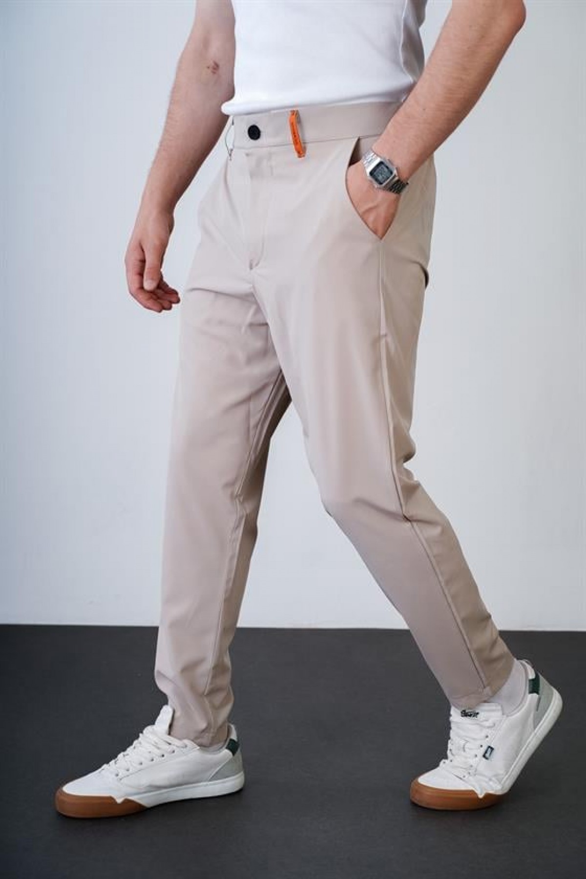 Beli Lastikli Dar Paça Skinny Kalıp Cepli Erkek Jogger Pantolon S