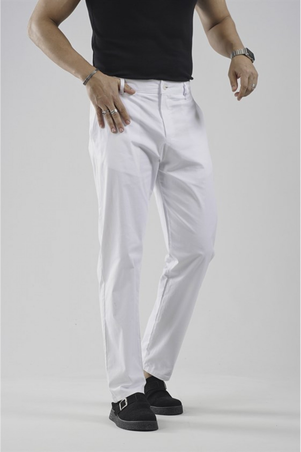 Beli Lastikli Regular Kalıp Chino Likralı Erkek Pantolon S