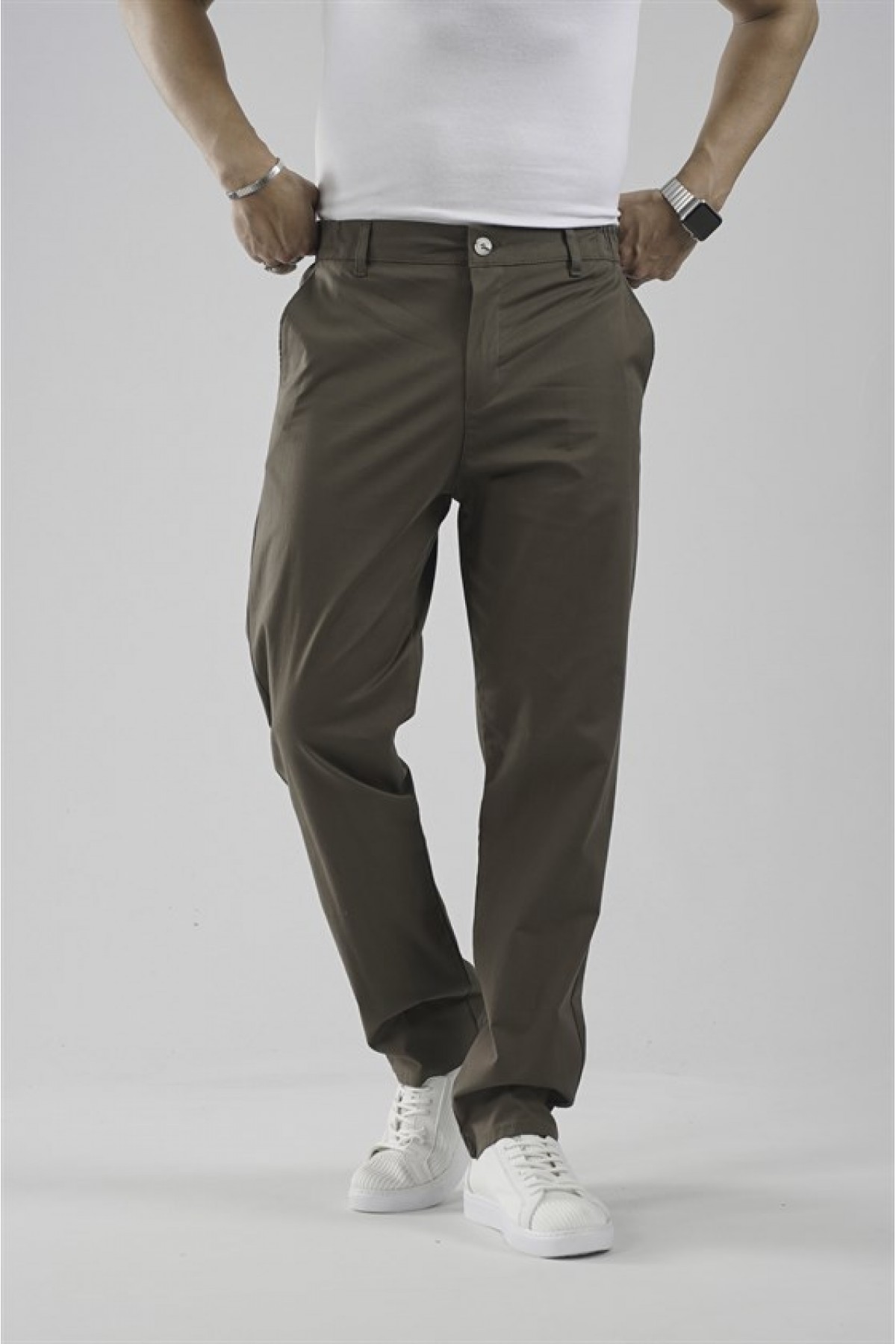 Beli Lastikli Regular Kalıp Chino Likralı Erkek Pantolon S