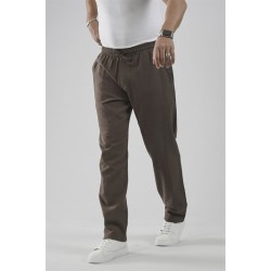 Beli Lastikli Regular Kalıp Pamuklu Keten Pantolon S