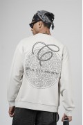Bisiklet Yaka Baskılı Nakış Detaylı Erkek Sweatshirt S