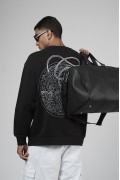 Bisiklet Yaka Baskılı Nakış Detaylı Erkek Sweatshirt S
