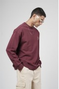 Bisiklet Yaka Baskılı Nakış Detaylı Erkek Sweatshirt S
