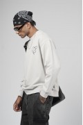 Bisiklet Yaka Baskılı Nakış Detaylı Erkek Sweatshirt S