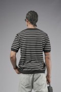 Bisiklet Yaka Çizgili Regular Kalıp Erkek Triko Tişört S