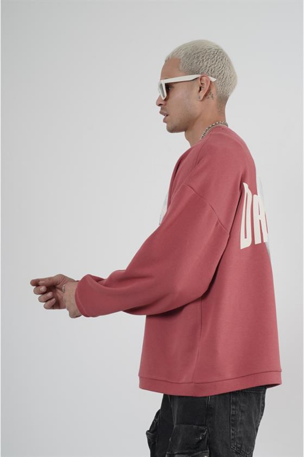 Bisiklet Yaka Darkness Baskılı Oversize Unisex Sweatshirt S