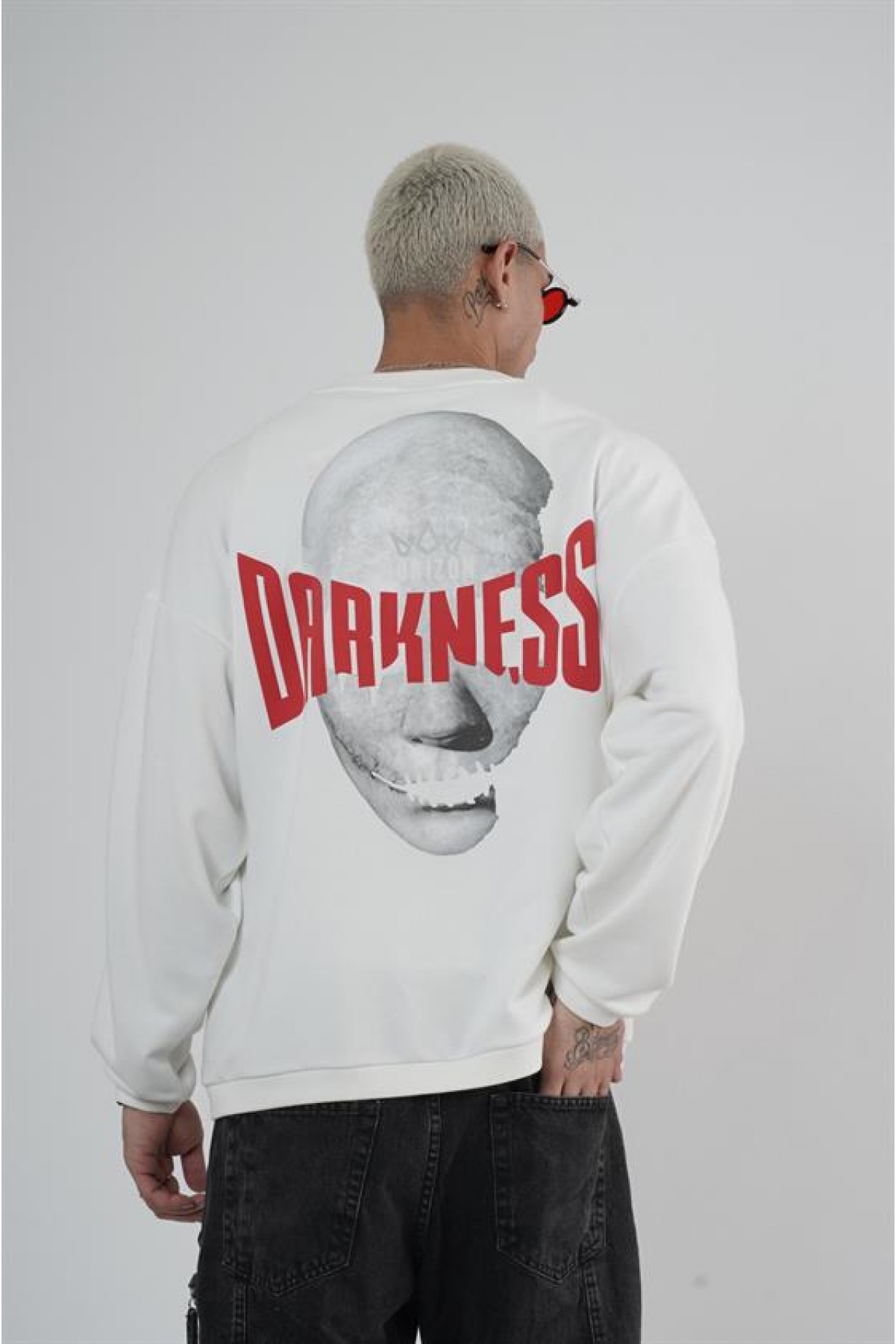 Bisiklet Yaka Darkness Baskılı Oversize Unisex Sweatshirt S