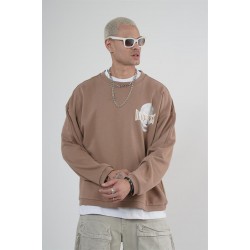 Bisiklet Yaka Darkness Baskılı Oversize Unisex Sweatshirt S