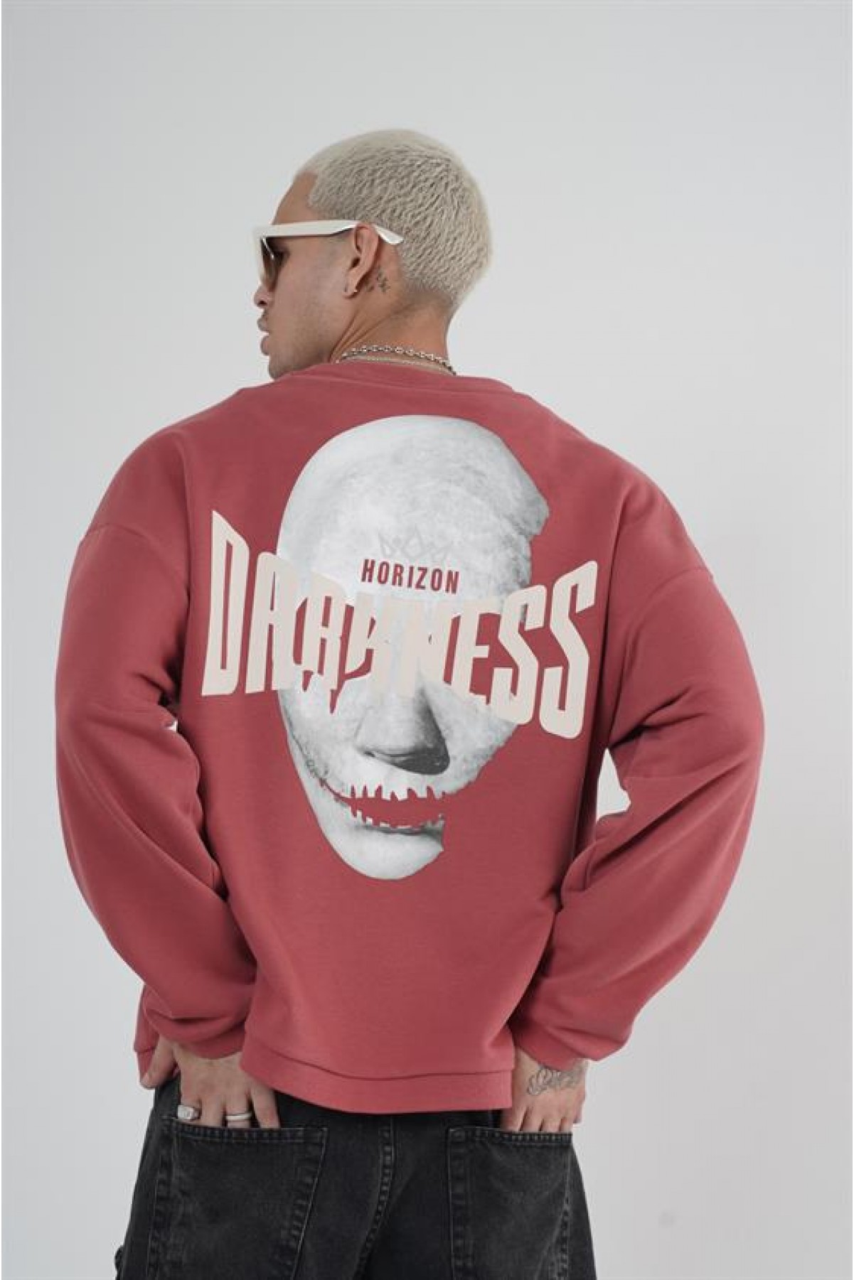 Bisiklet Yaka Darkness Baskılı Oversize Unisex Sweatshirt S