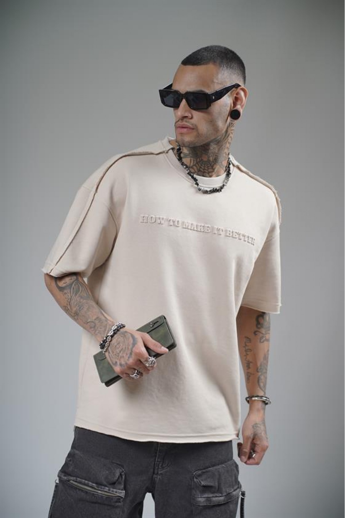 Bisiklet Yaka How To Make It Better Yazılı Oversize Kalıp Tişört S