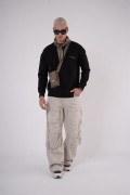 Bisiklet Yaka Kingbrich Baskılı Oversize Kalıp Basıc Sweatshirt S