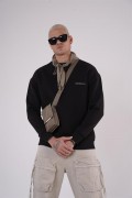 Bisiklet Yaka Kingbrich Baskılı Oversize Kalıp Basıc Sweatshirt S