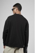 Bisiklet Yaka Lazerli Oversize Kalıp Erkek Sweatshirt S