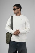 Bisiklet Yaka Lazerli Oversize Kalıp Erkek Sweatshirt S
