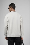Bisiklet Yaka Lazerli Oversize Kalıp Erkek Sweatshirt S