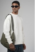 Bisiklet Yaka Lazerli Oversize Kalıp Erkek Sweatshirt S