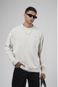 Bisiklet Yaka Lazerli Oversize Kalıp Erkek Sweatshirt S