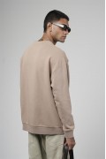 Bisiklet Yaka Lazerli Oversize Kalıp Erkek Sweatshirt S