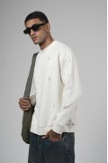 Bisiklet Yaka Lazerli Oversize Kalıp Erkek Sweatshirt S