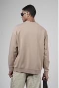 Bisiklet Yaka Lazerli Oversize Kalıp Erkek Sweatshirt S