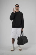 Bisiklet Yaka Logolu Oversize Kalıp Erkek Sweatshirt S